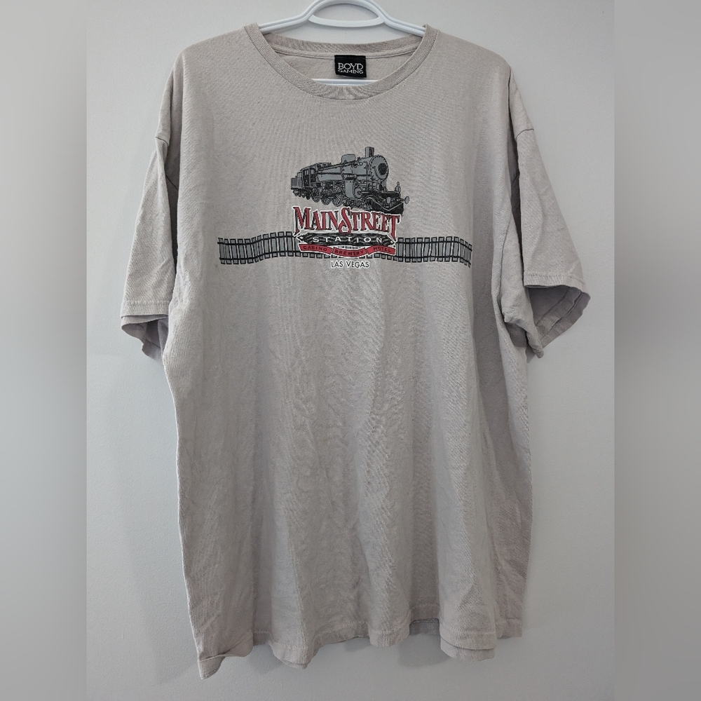 Main ST. Station Las Vegas Train Depot Casino Cotton TShirt Size 2XL Boyd Gaming